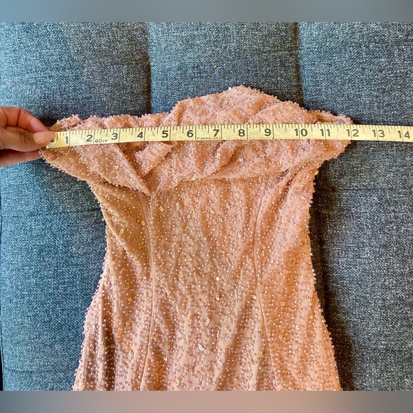 Oh Polly Verbier Embellished Bandeau Cowl Neck Midi Dress in Nude - Picture 10 of 12